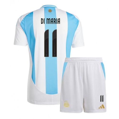 Fotballdrakt Barn Argentina Angel Di Maria #11 Hjemmedraktsett Copa America 2024 Kortermet (+ Korte bukser)